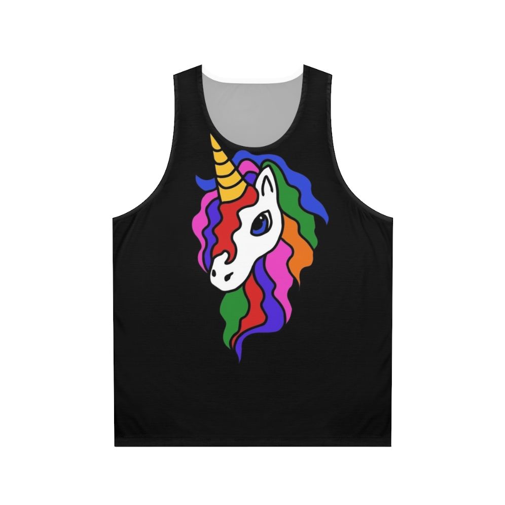 Retro Rainbow Unicorn Unisex Tank Top