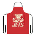 Red Dwarf London Jets themed apron with distressed, vintage-style design
