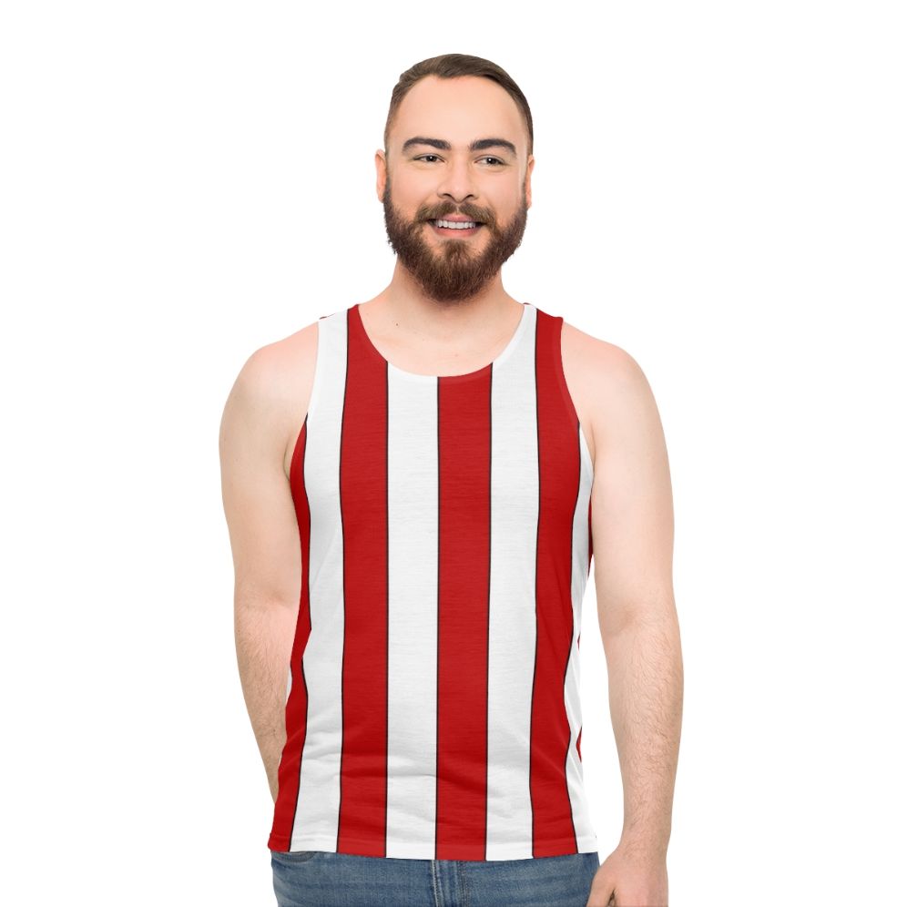 Retro red and white striped unisex tank top