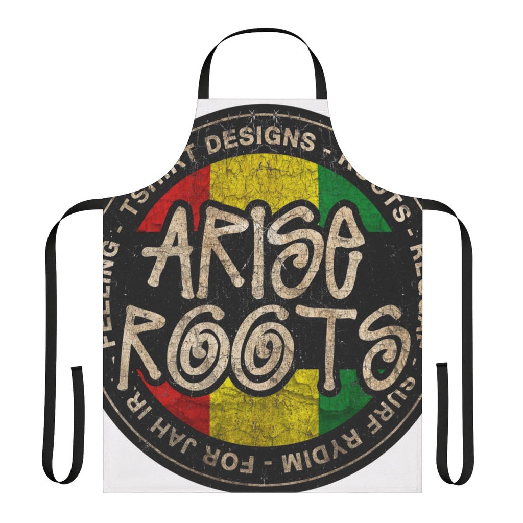 Vintage-style reggae-inspired apron with roots, music, and festival design