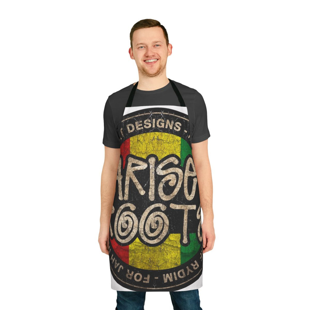 Vintage-style reggae-inspired apron with roots, music, and festival design