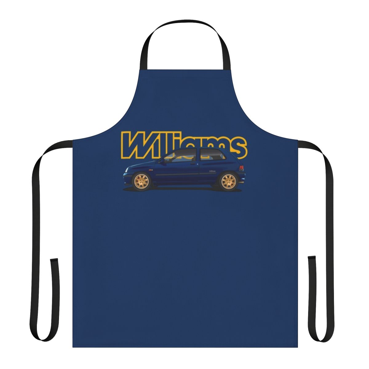 Retro Apron Featuring a Stylized Renault Clio Hatchback from the 1990s