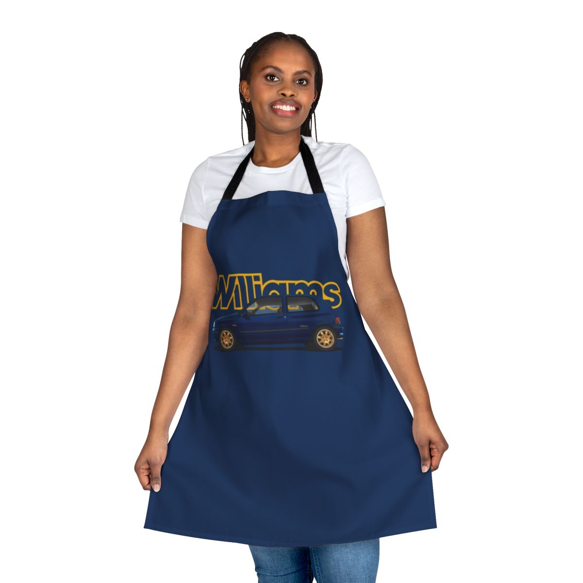 Retro Apron Featuring a Stylized Renault Clio Hatchback from the 1990s