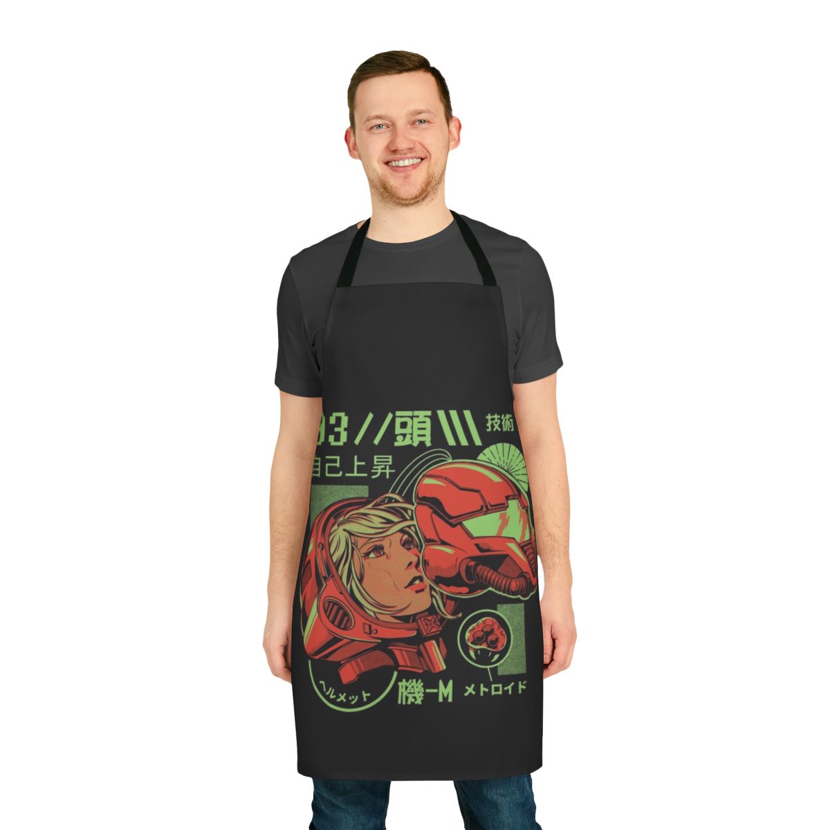 Retro robot design sci-fi inspired apron