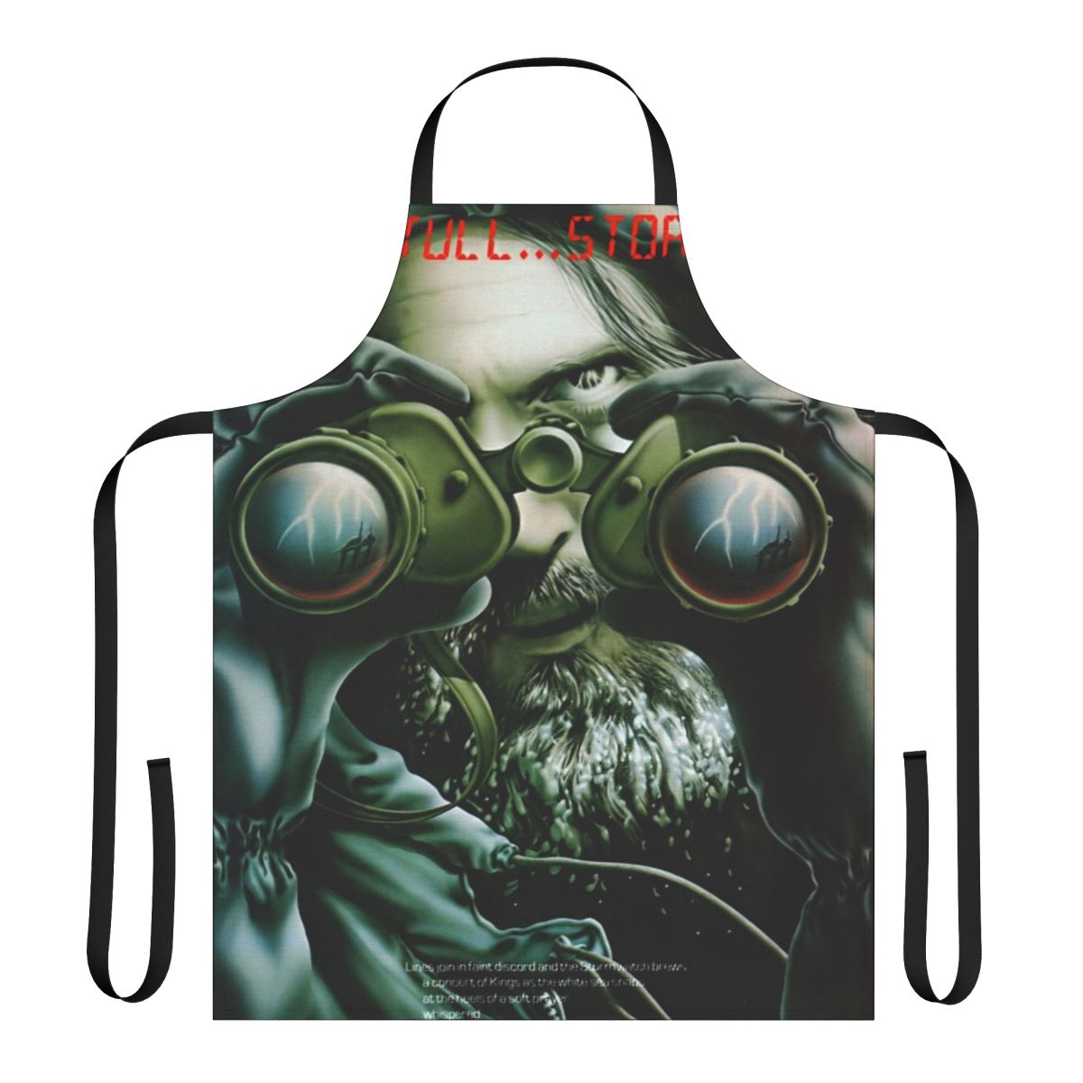 Retro rock album cover inspired apron featuring artwork from Jethro Tull albums