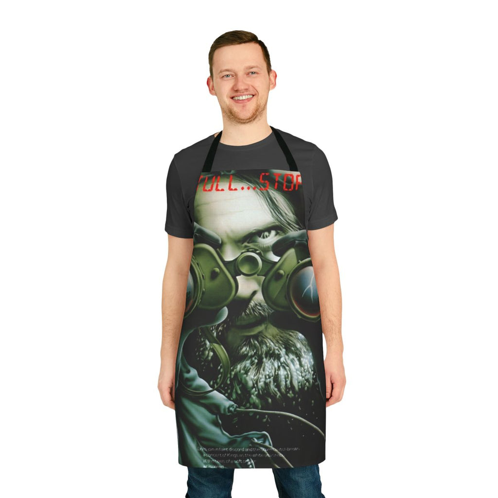 Retro rock album cover inspired apron featuring artwork from Jethro Tull albums