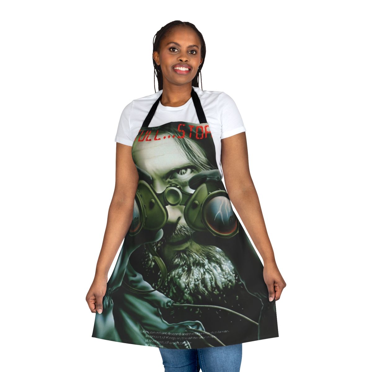 Retro rock album cover inspired apron featuring artwork from Jethro Tull albums