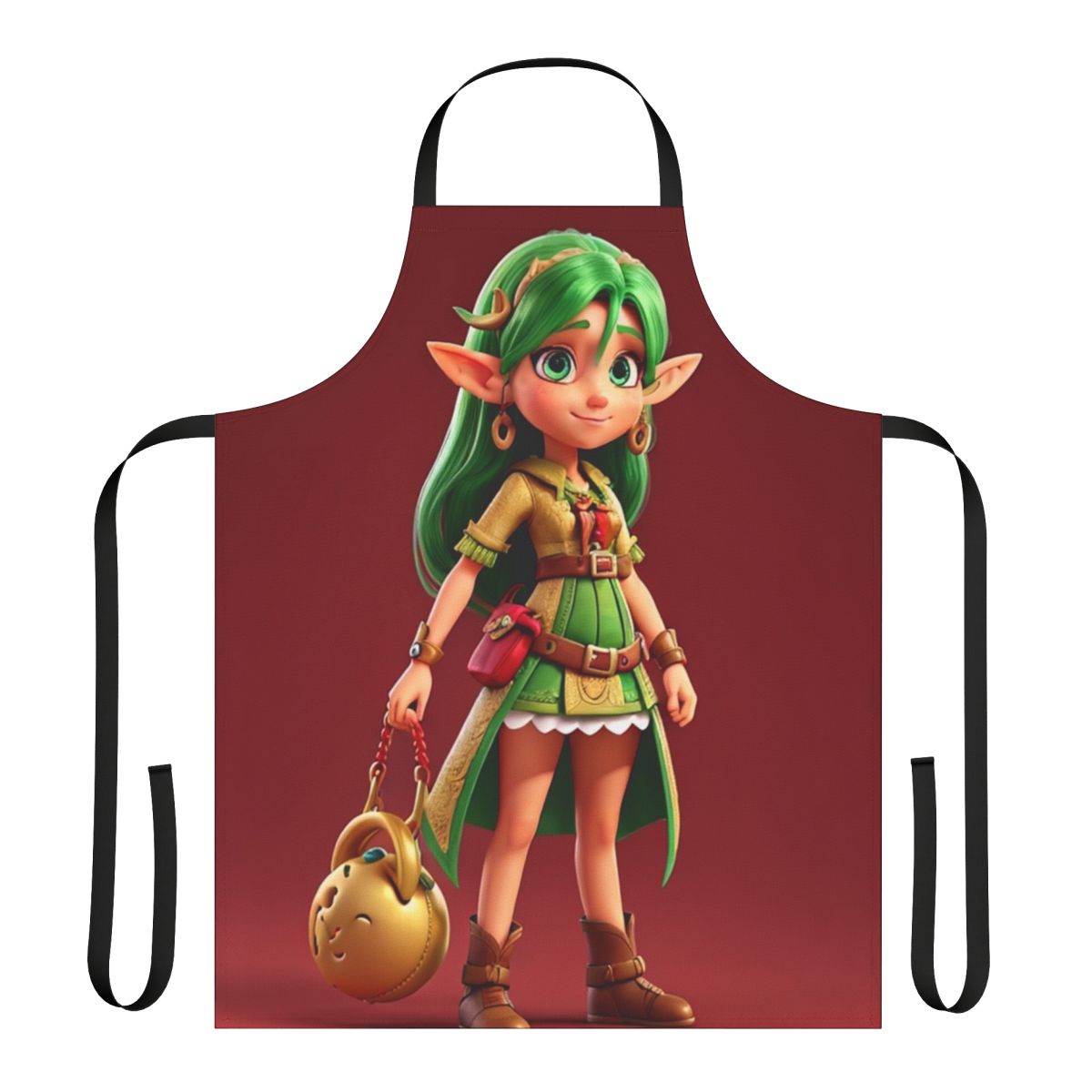 Retro-style apron with rock band-inspired graphics