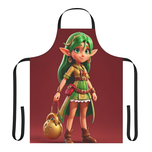 Retro-style apron with rock band-inspired graphics