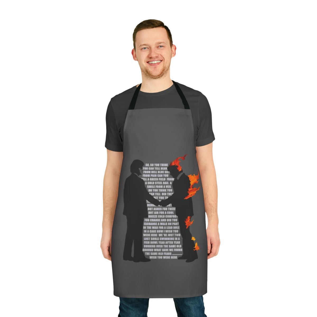 Stylish apron featuring a retro music design for classic rock fans and musicians.
