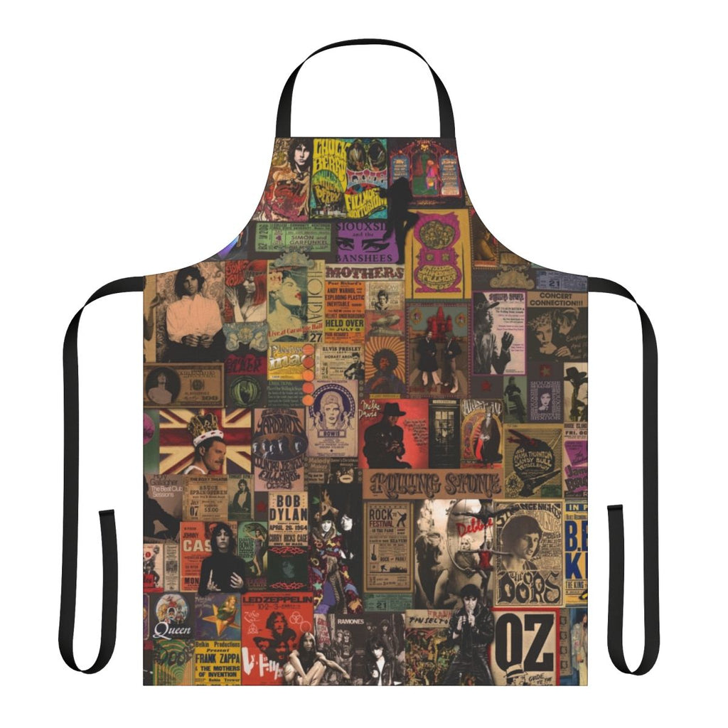 Colorful retro-style apron featuring rock n roll legends