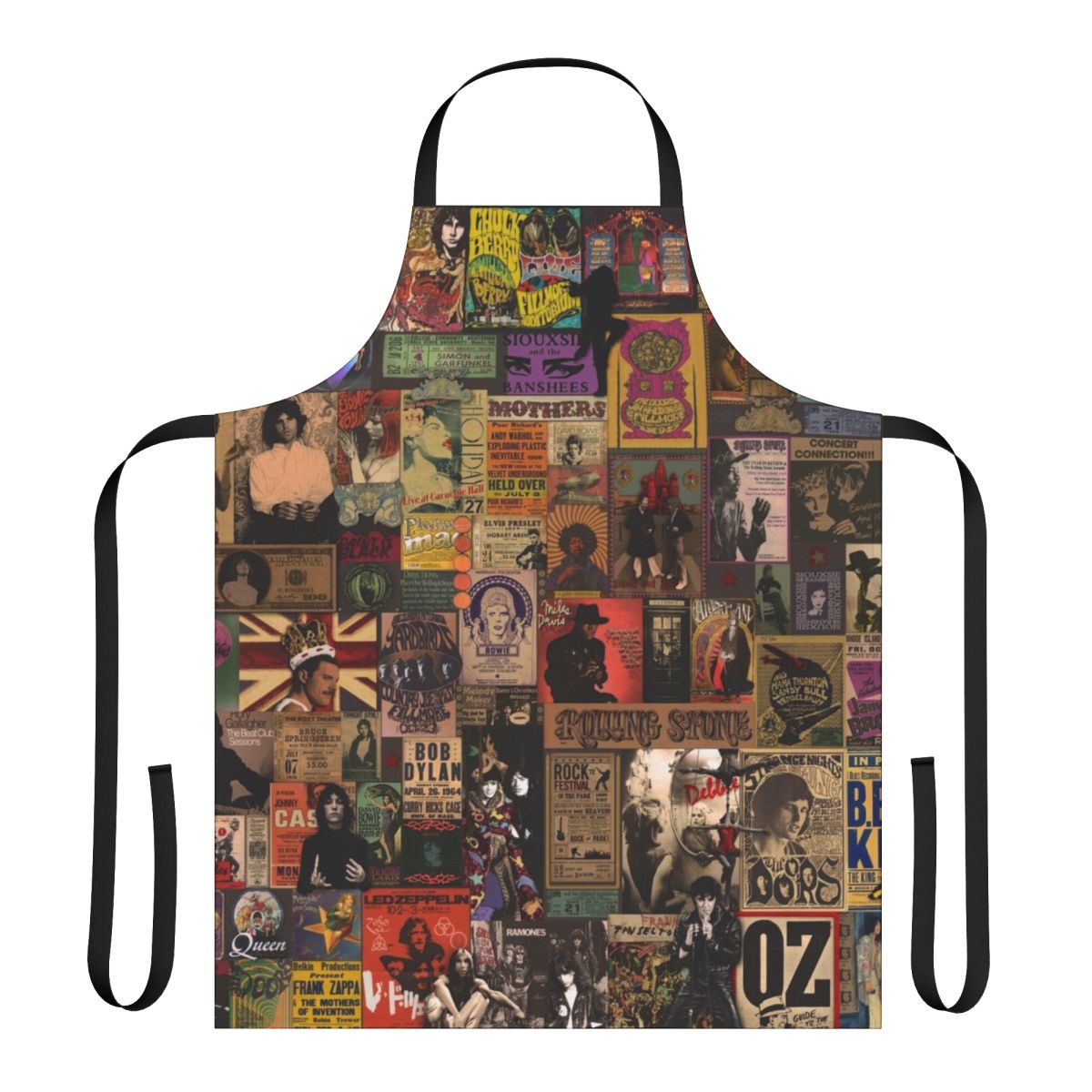 Colorful retro-style apron featuring rock n roll legends