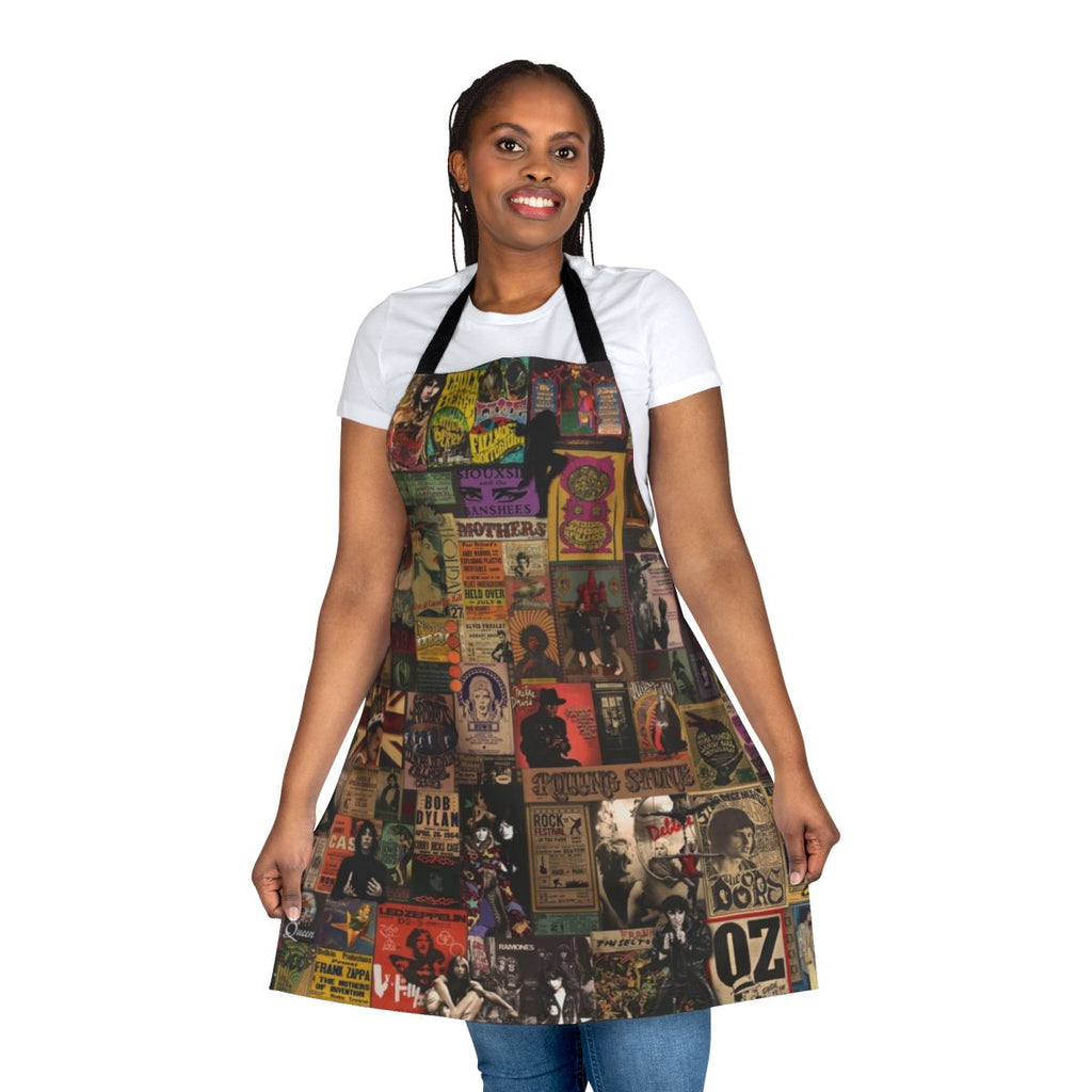 Colorful retro-style apron featuring rock n roll legends