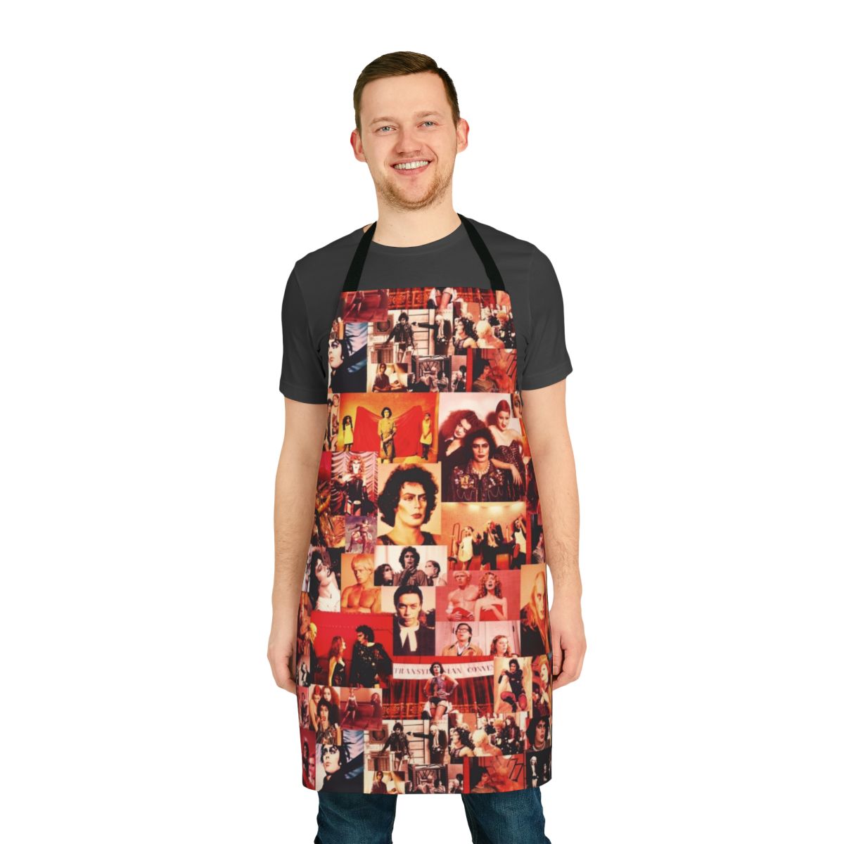 Retro Rocky Horror Inspired Apron with collage-style design