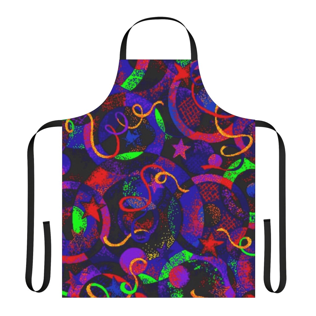 Roller rink inspired apron with neon patterns and retro aesthetic