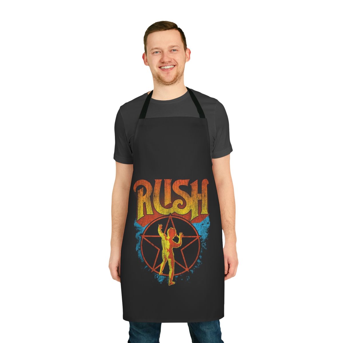 Apron featuring the classic Rush band logo and retro design for hardcore fans