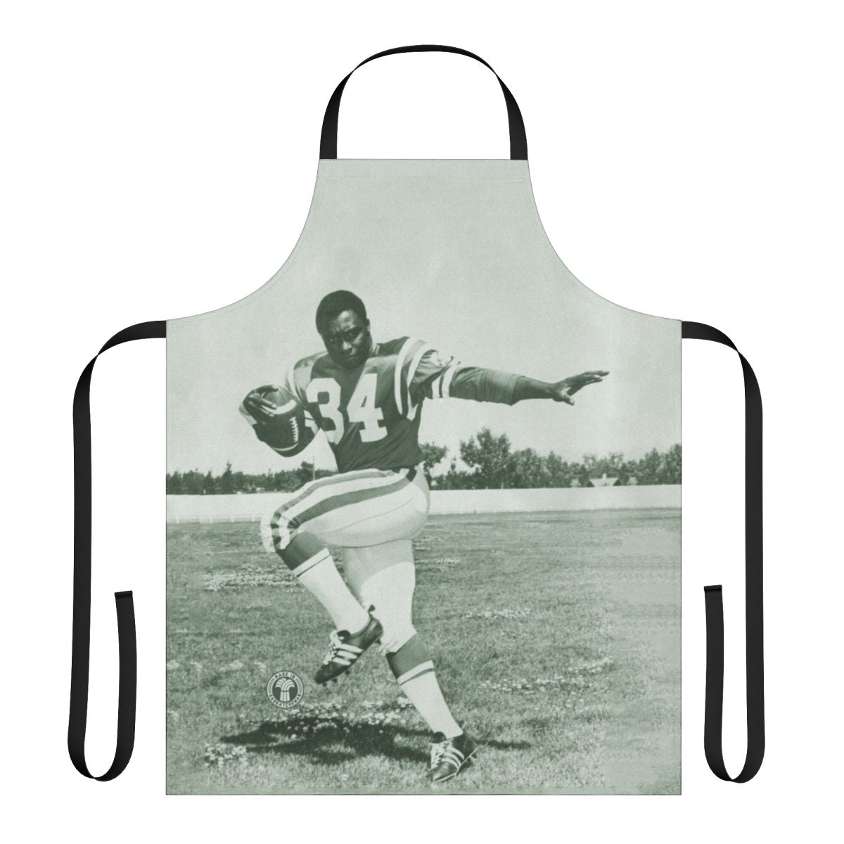 Green apron inspired by the Saskatchewan Roughriders retro football team