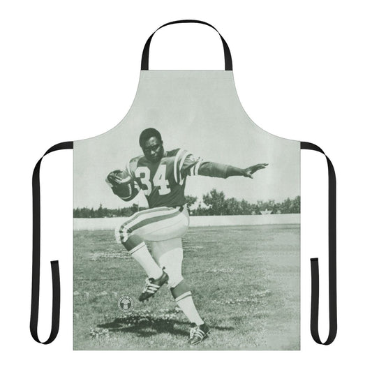 Green apron inspired by the Saskatchewan Roughriders retro football team
