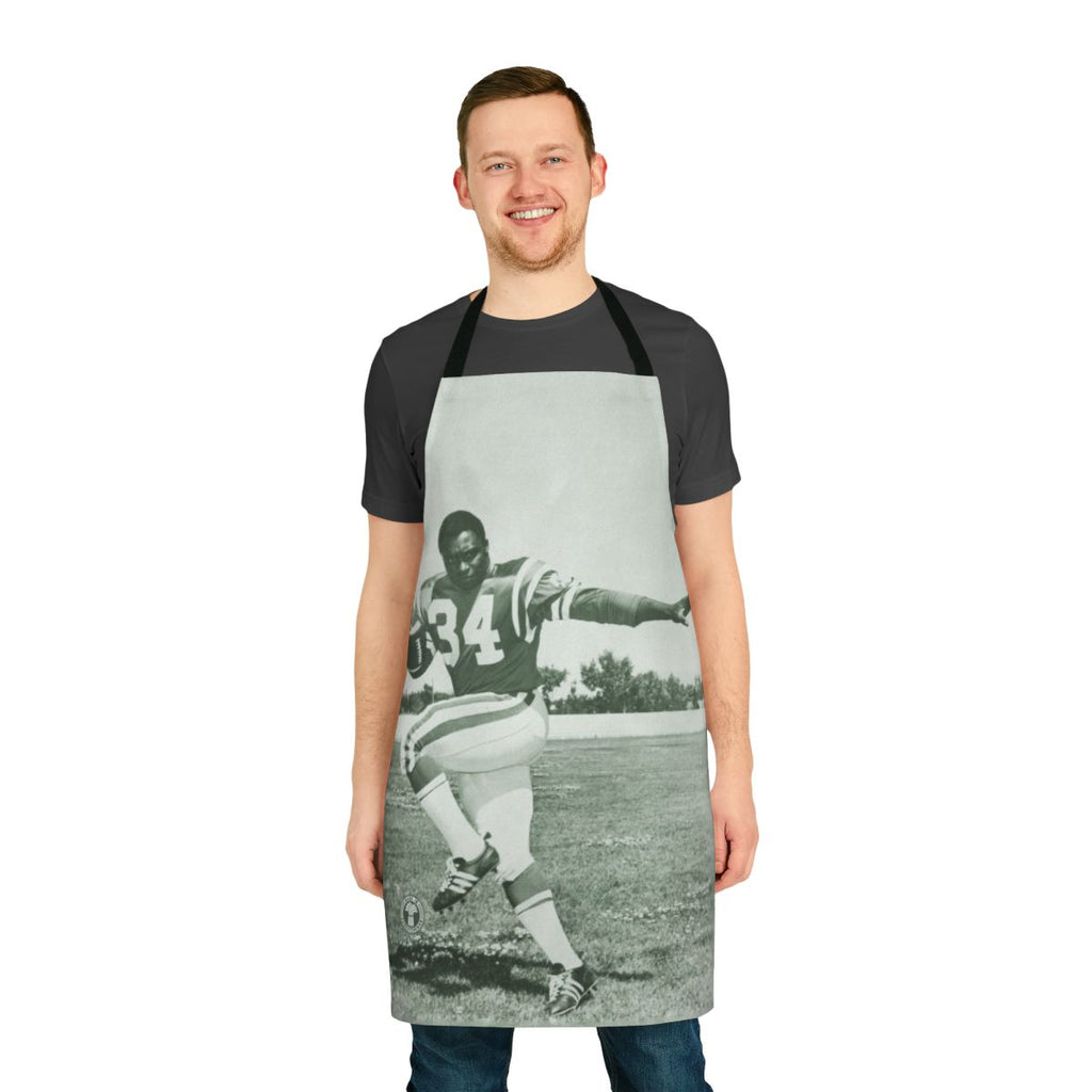 Green apron inspired by the Saskatchewan Roughriders retro football team