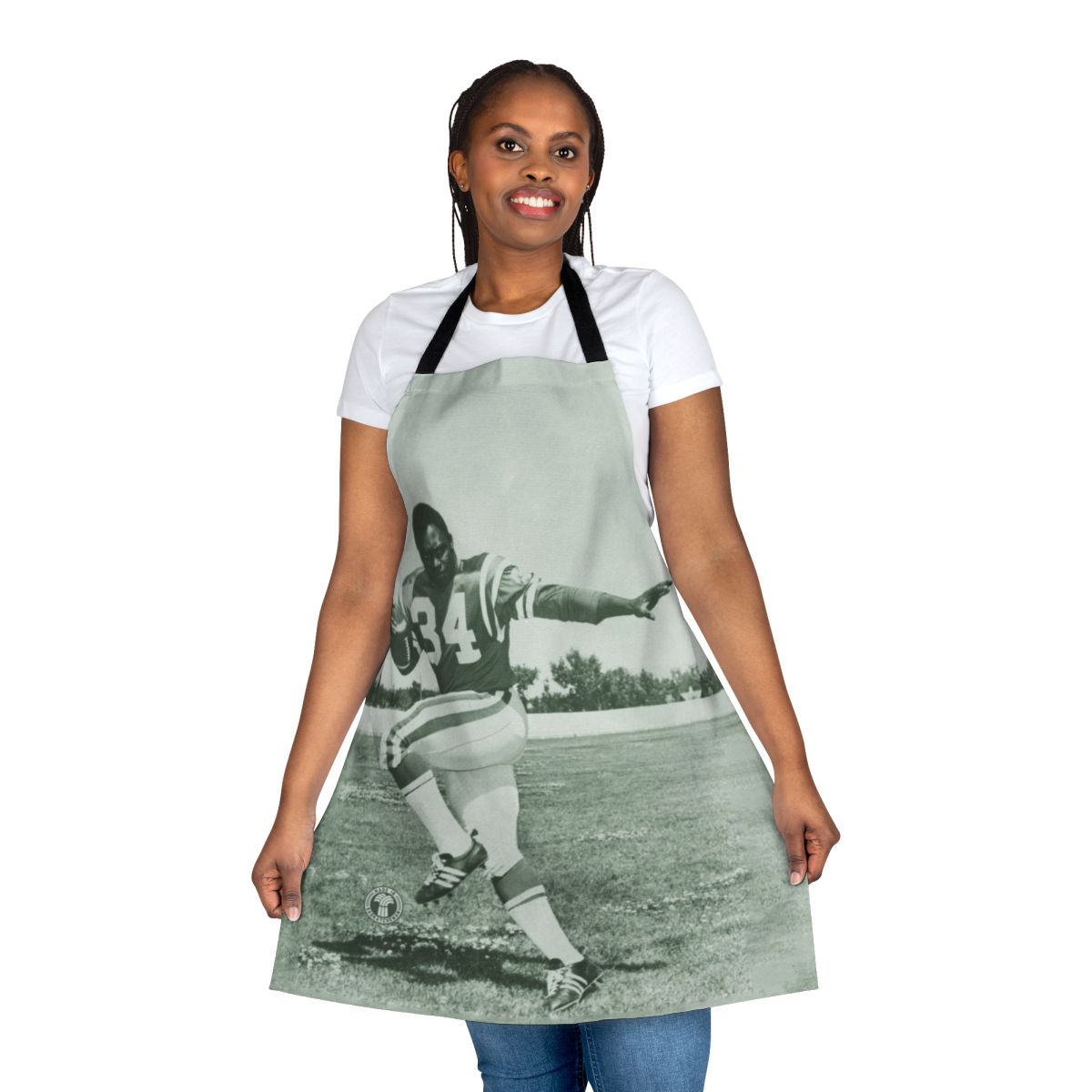 Green apron inspired by the Saskatchewan Roughriders retro football team