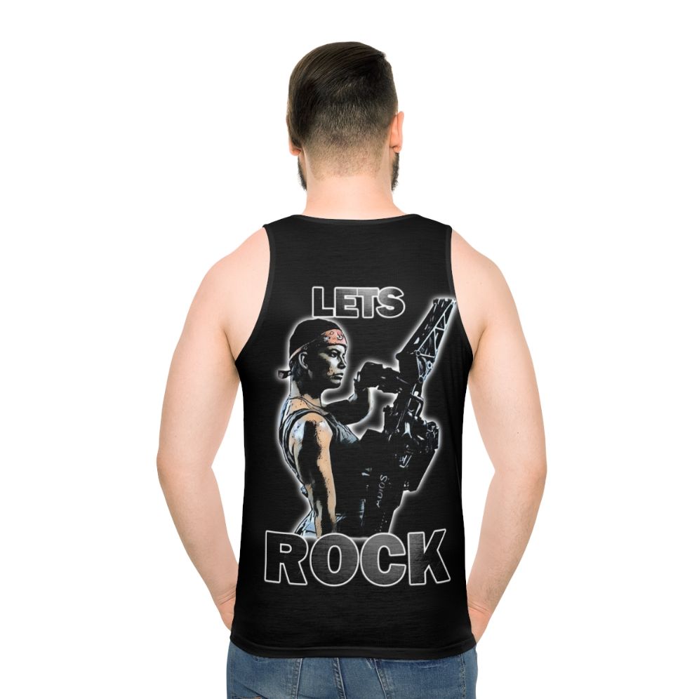 Unisex rock tank top with sci-fi alien graphics