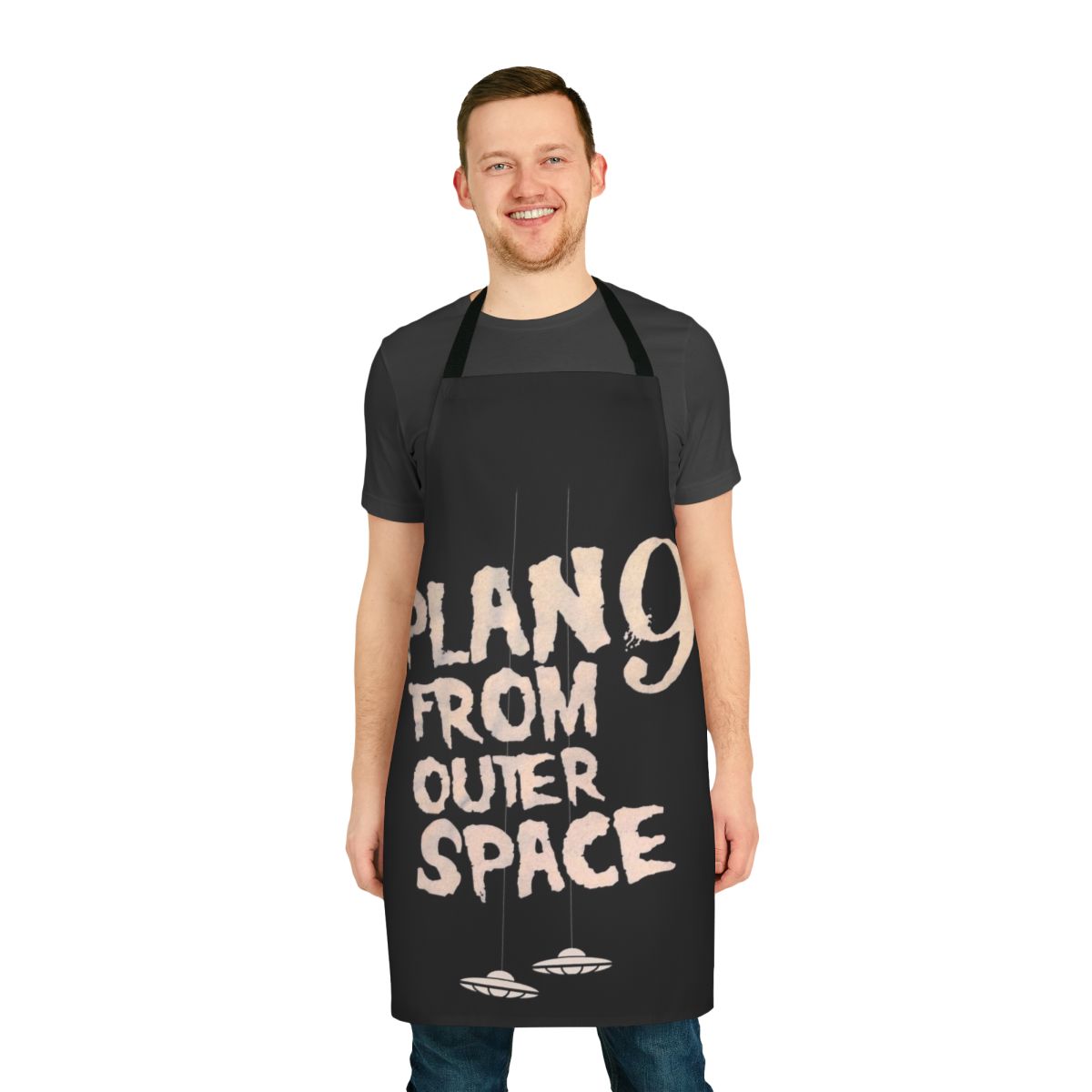 Apron featuring vintage sci-fi movie 'Plan 9 from Outer Space' imagery