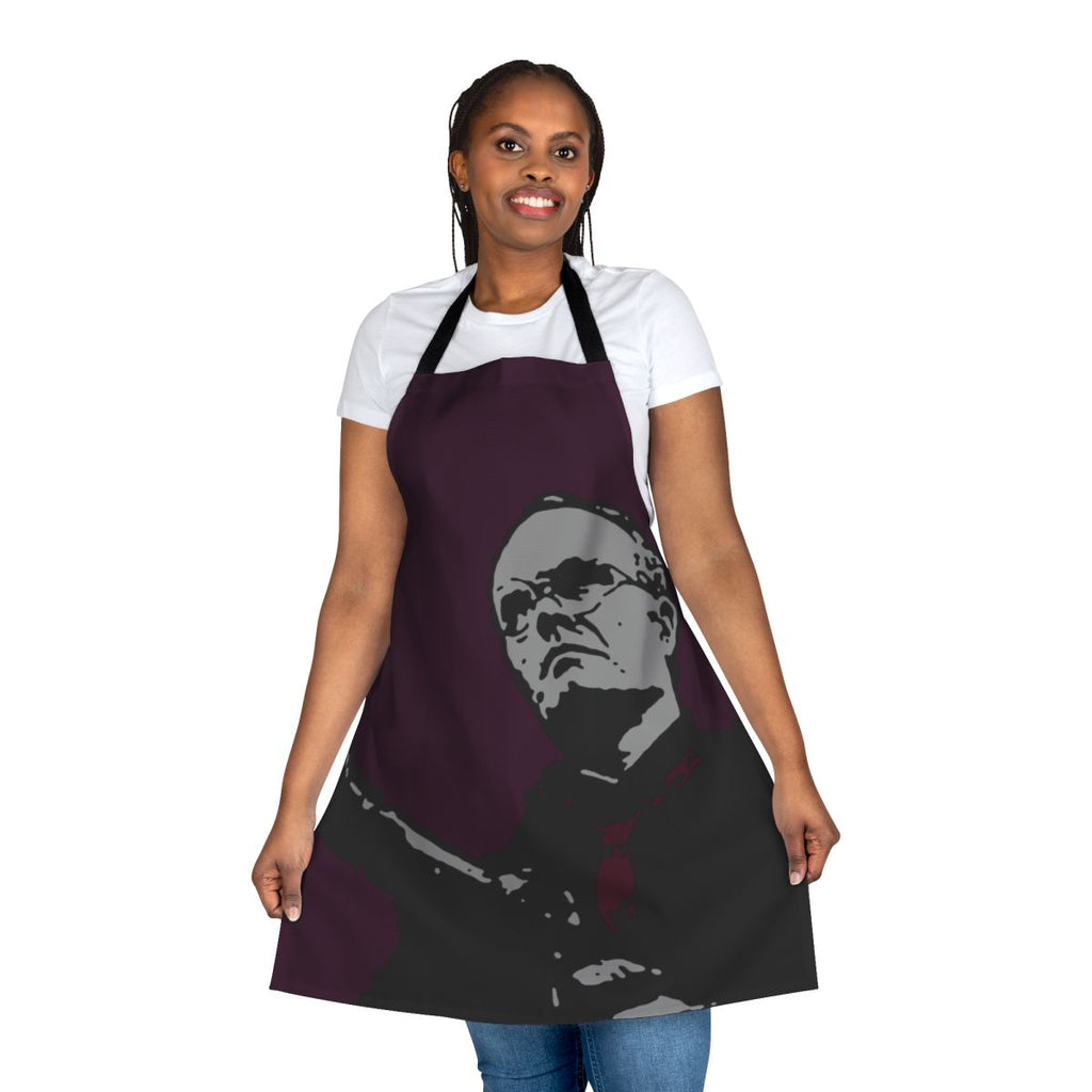 Retro sci-fi apron featuring RoboCop-inspired design and elements