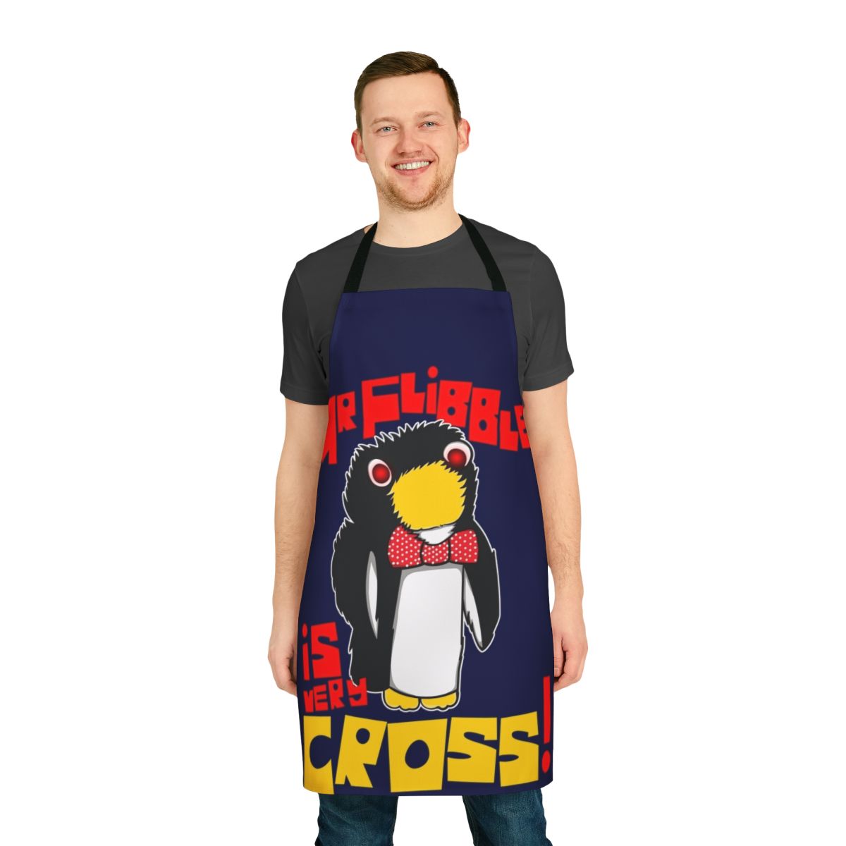 Red Dwarf inspired apron featuring the iconic 'Mr. Flibble' character