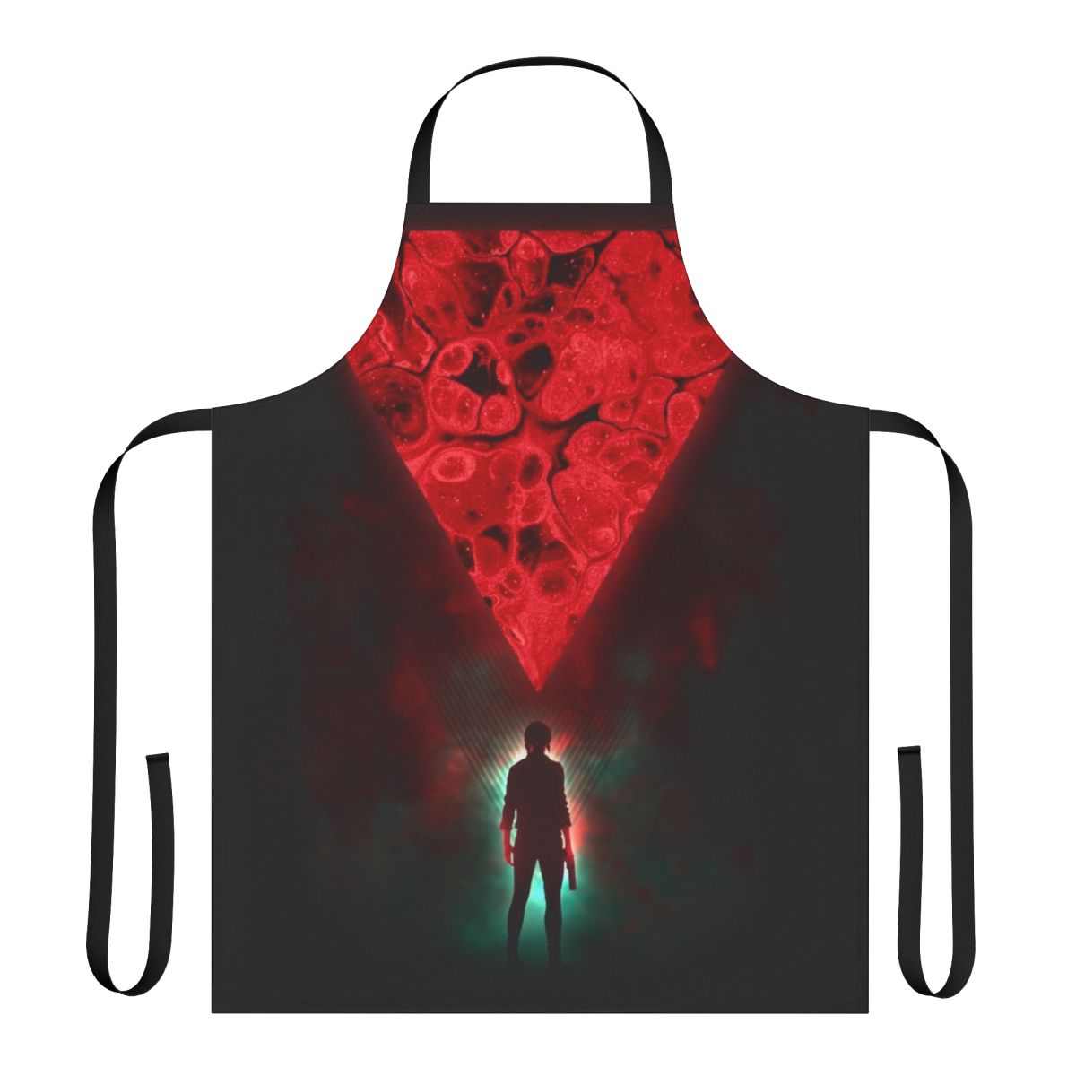Vintage-style sci-fi control apron with futuristic graphics and buttons