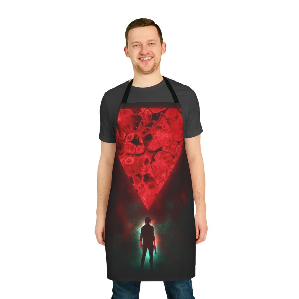 Vintage-style sci-fi control apron with futuristic graphics and buttons
