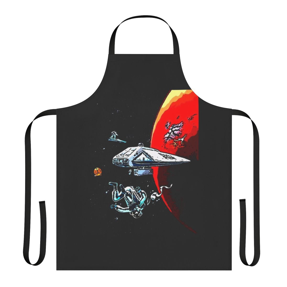 Retro sci-fi inspired apron featuring the Dark Star spacecraft from the 1970s cult classic film