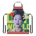 Retro sci-fi inspired blimp design apron with a nod to the Blade Runner movie universe
