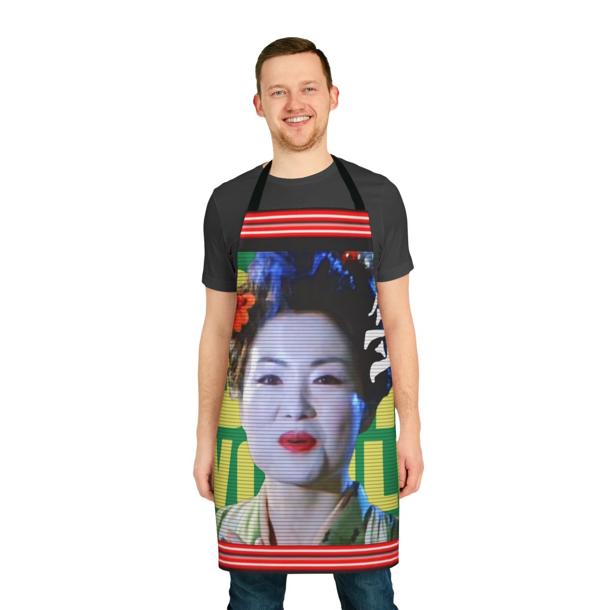 Retro sci-fi inspired blimp design apron with a nod to the Blade Runner movie universe