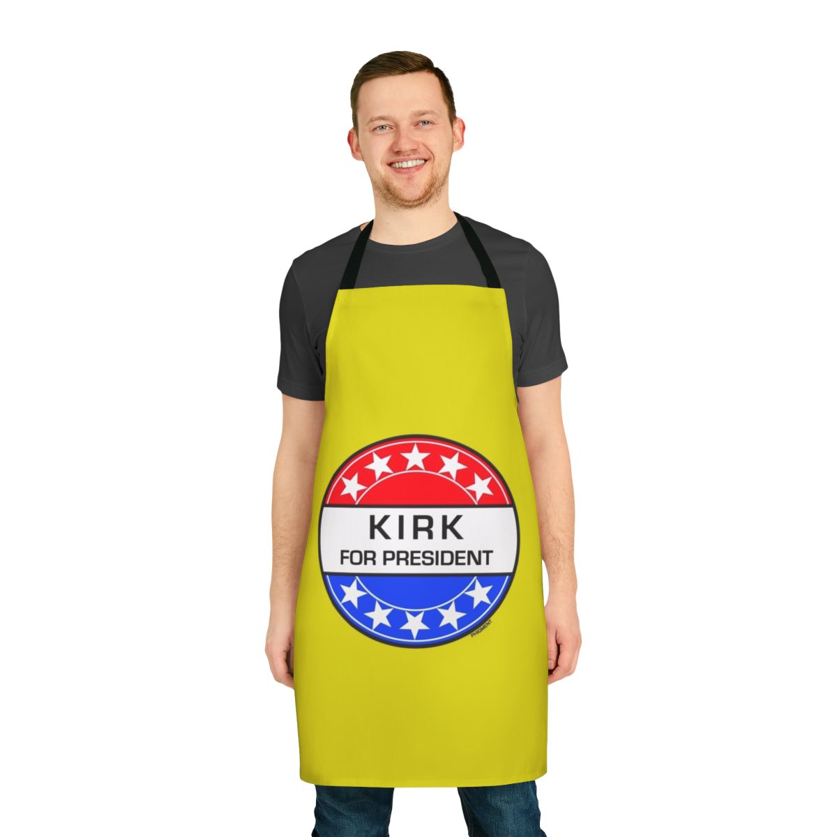 Retro sci-fi inspired kitchen apron with space and pop art elements
