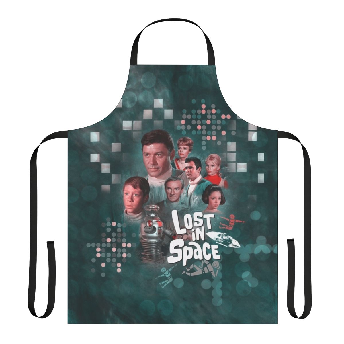 Retro sci-fi inspired space themed kitchen apron