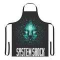 A sleek and stylish apron featuring the iconic System Shock logo and design elements.