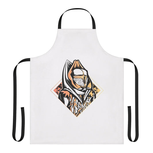 Retro sci-fi inspired time travel apron featuring a vintage Doctor Who design