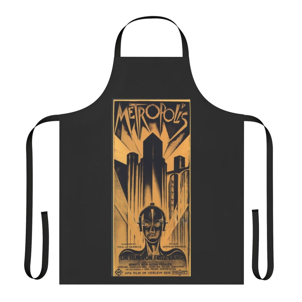 Apron featuring the iconic imagery and style of the classic German science fiction film Metropolis directed by Fritz Lang