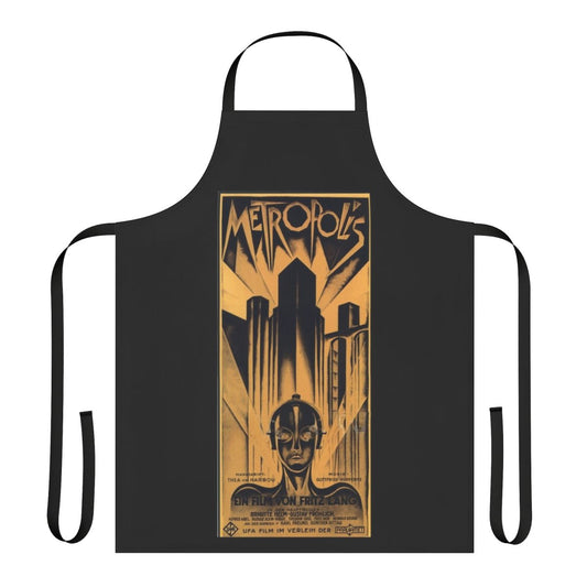 Apron featuring the iconic imagery and style of the classic German science fiction film Metropolis directed by Fritz Lang