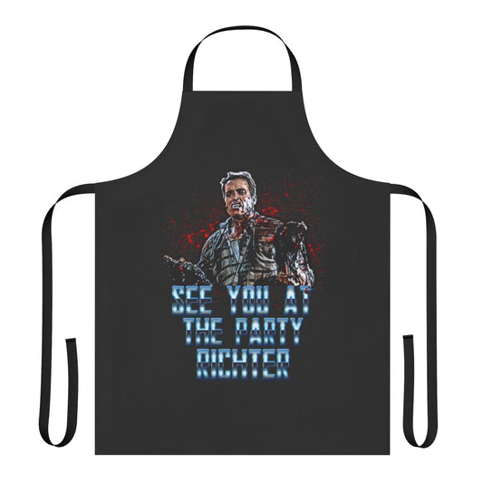 Retro-style apron featuring a "See You at the Party" quote from the sci-fi movie "Total Recall"