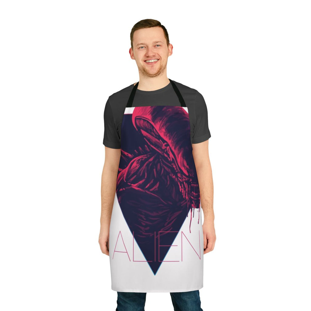 Cooking apron with xenomorph alien creature from classic 1979 sci-fi film