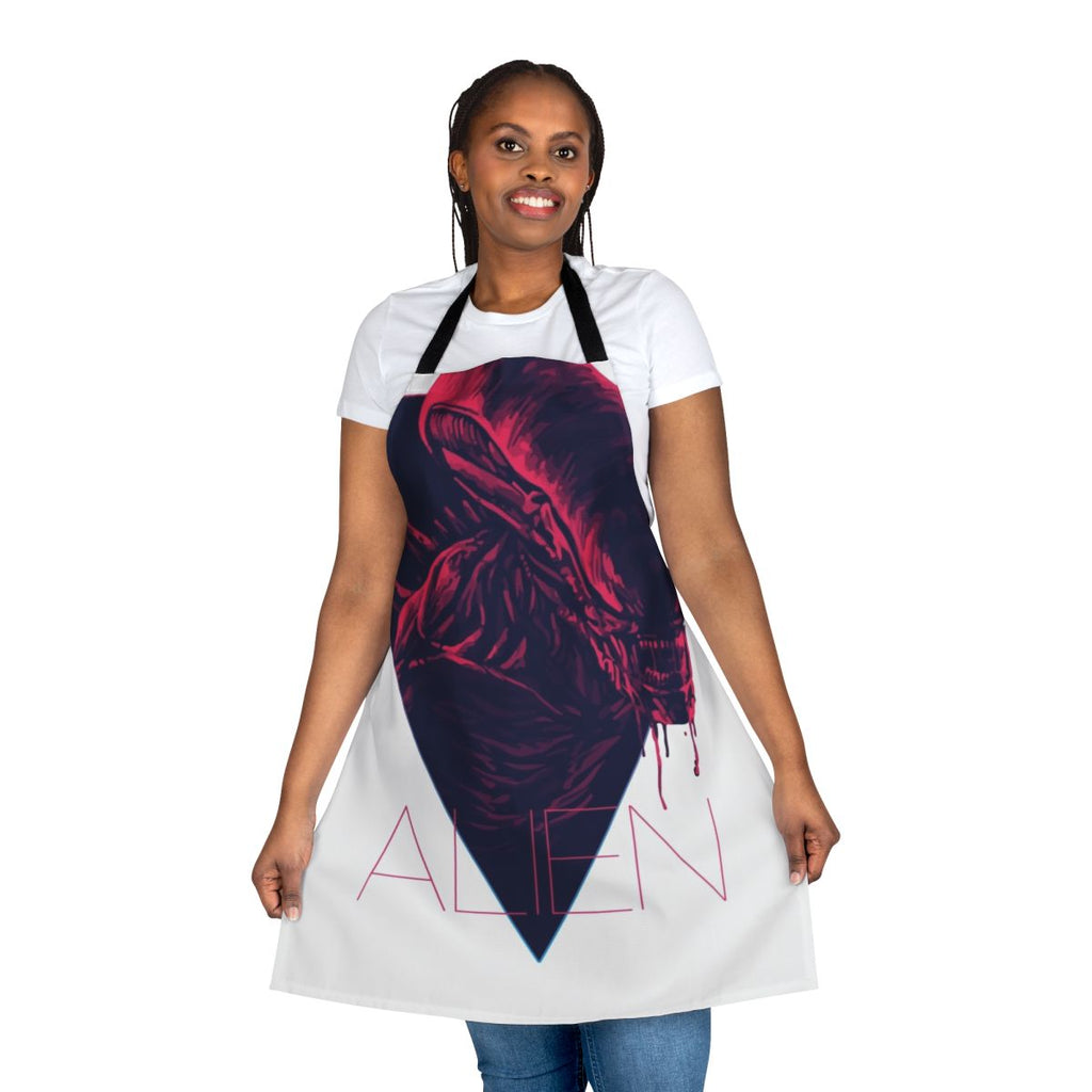 Cooking apron with xenomorph alien creature from classic 1979 sci-fi film