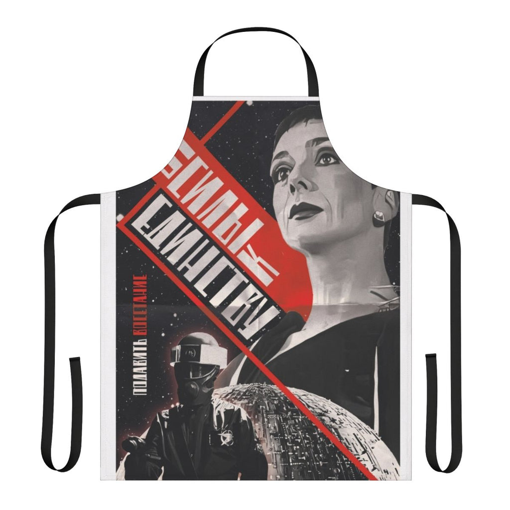 Retro sci-fi Servalan propaganda-style apron inspired by the classic TV series Blakes 7