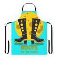 Retro science fiction apron with space boots and moon imagery, inspired by the hit Netflix series Stranger Things