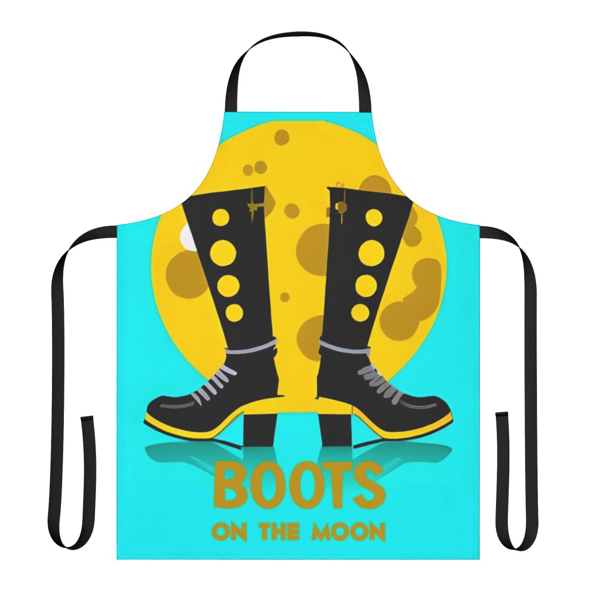 Retro science fiction apron with space boots and moon imagery, inspired by the hit Netflix series Stranger Things
