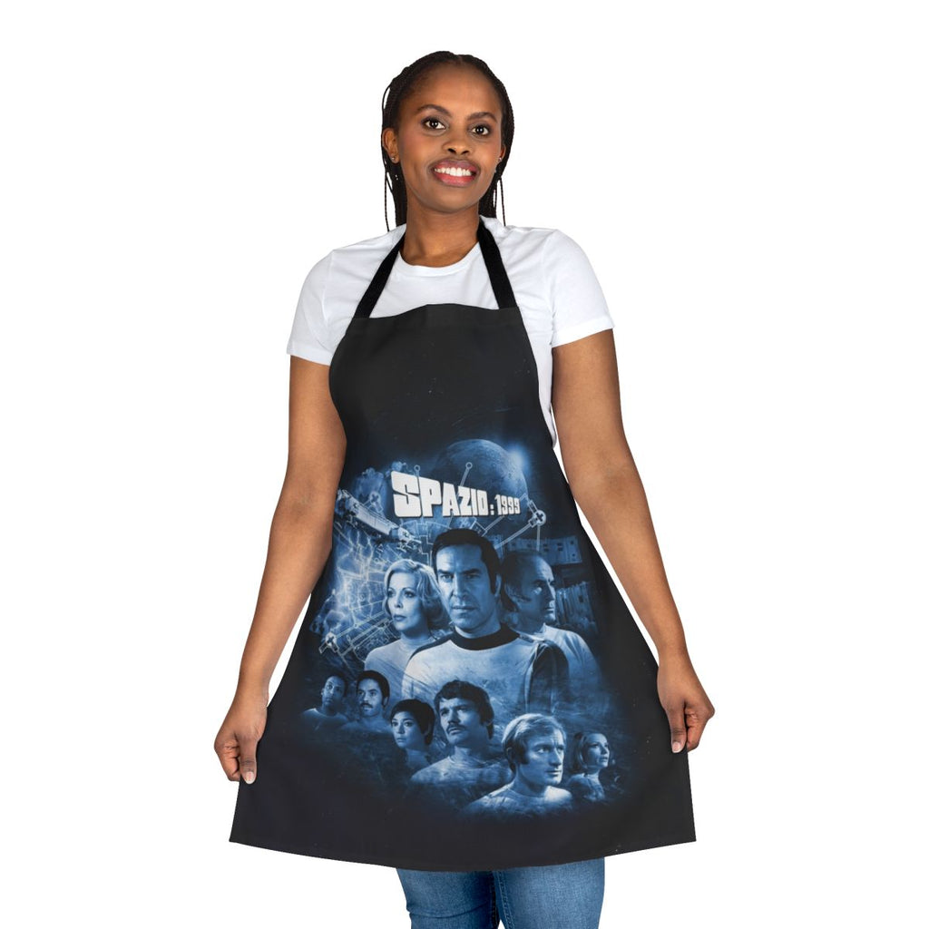 Retro sci-fi inspired apron featuring the Spazio 1999 logo from the 1970s TV series Space 1999.