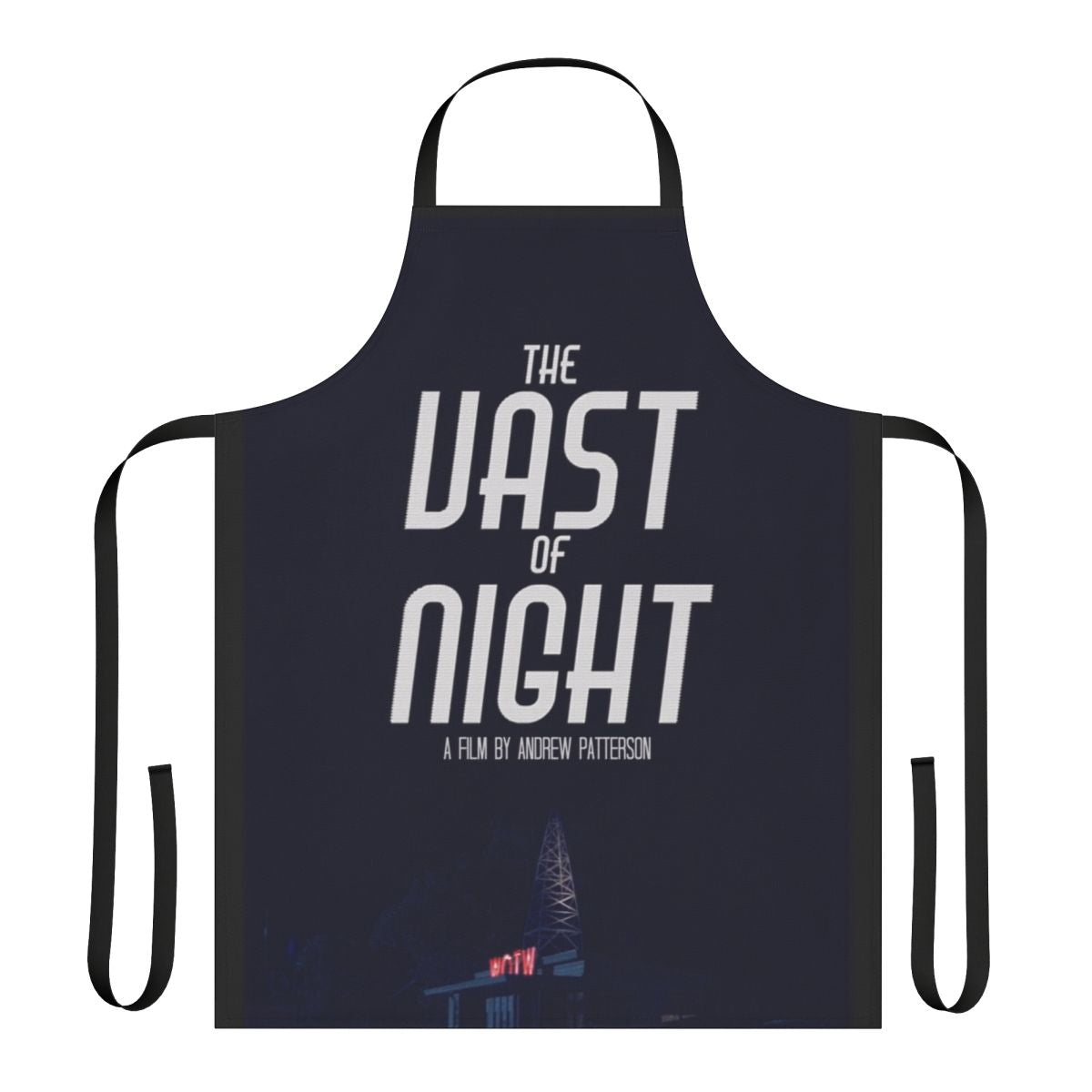 Retro sci-fi themed apron featuring fan art inspired by the movie "The Vast of Night"