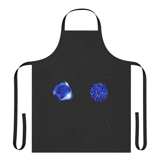 Stylish apron featuring the iconic Sapphire Steel TV series logo and characters.