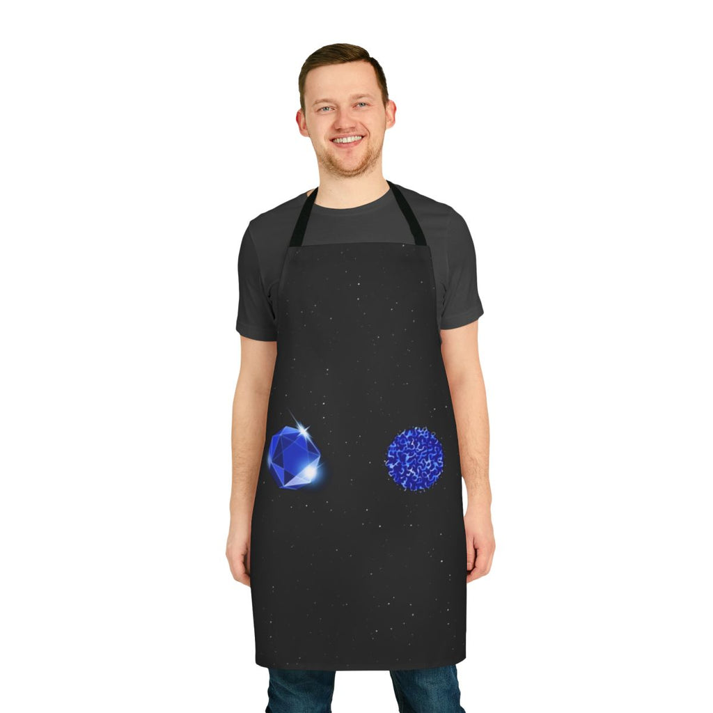Stylish apron featuring the iconic Sapphire Steel TV series logo and characters.