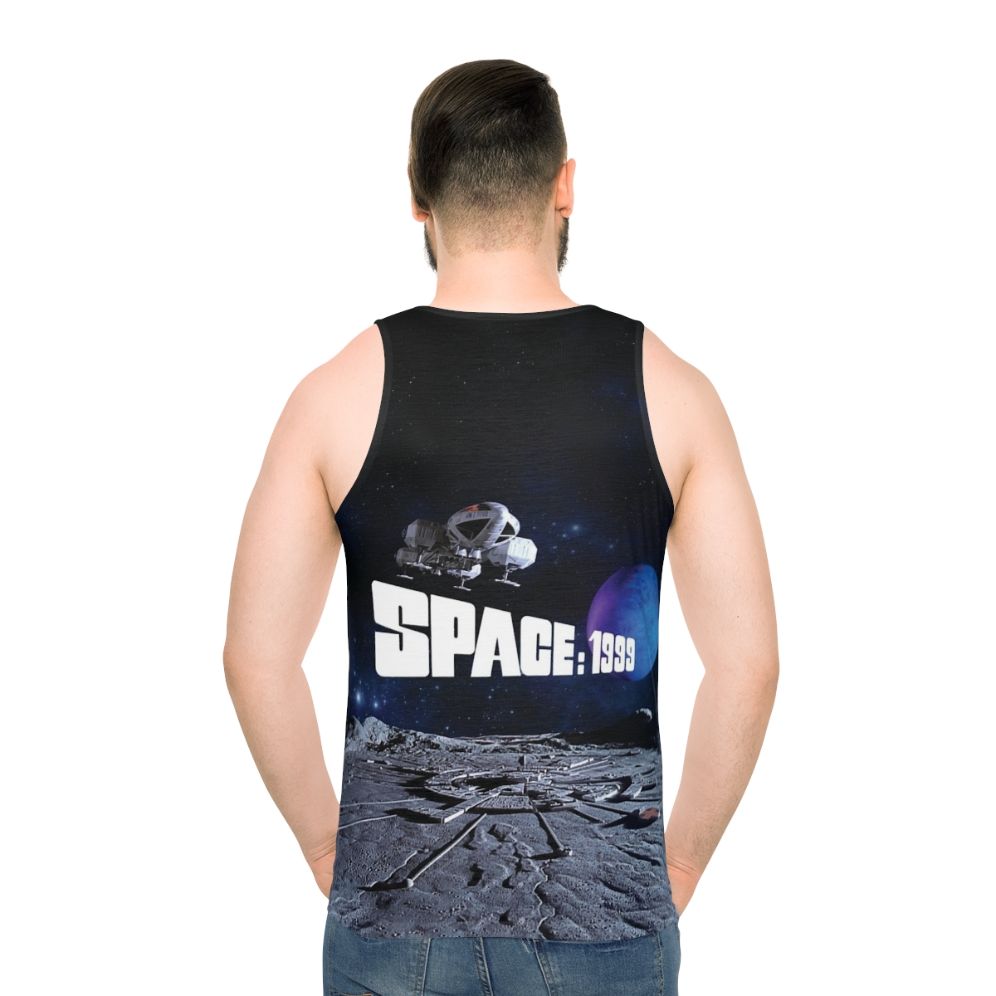 Retro sci-fi unisex tank top with eagle and planet design